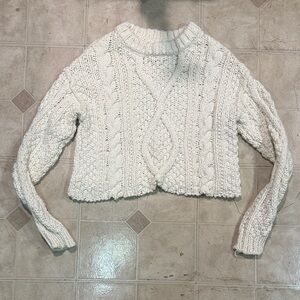 Free People Cable Knit Sweater - Cream